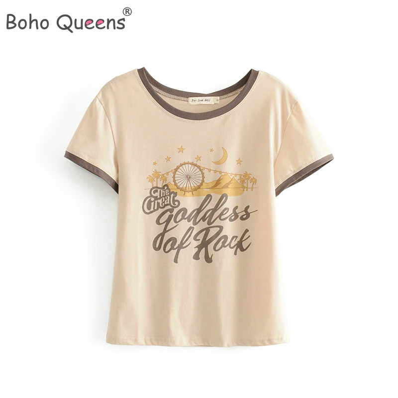 Женские топы в стиле бохо хиппи футболка с принтом звезд и Луны Женская цветная
