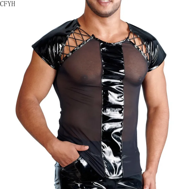 Мужские сексуальные Клубные вечерние футболки для танцев мужское нижнее белье с