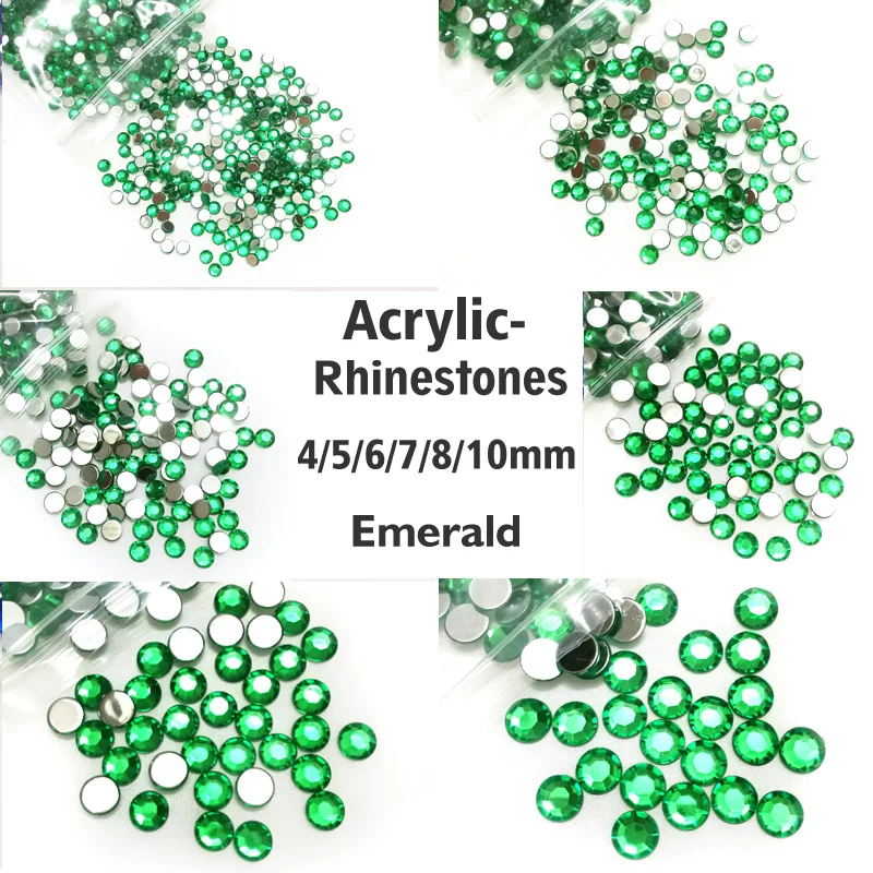 4 5 6 7 8 10 мм акриловые стразы изумрудно зеленые с плоской задней поверхностью