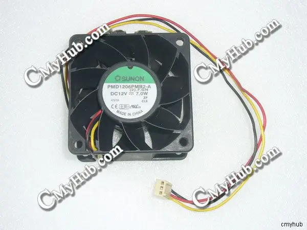 

For SUNON PMD1206PMB2-A (2).F.GN DC12V 7.0W 6038 6CM 60mm 60x60x38mm 3Pin Cooling Fan