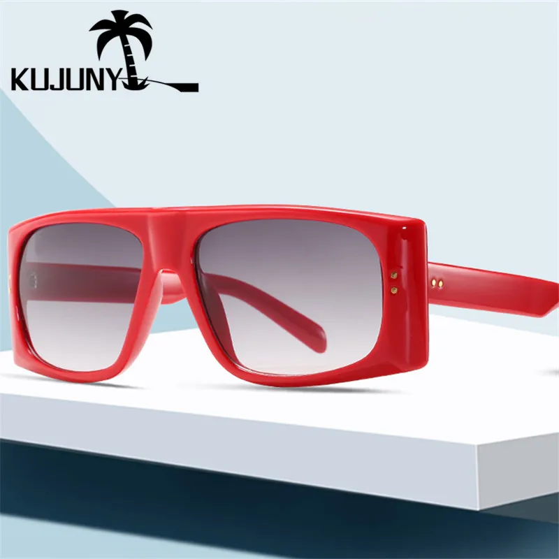 

Мужские и женские прямоугольные очки KUJUNY, Винтажные Солнцезащитные очки с пластиковой оправой, брендовые дизайнерские модные очки, 2020