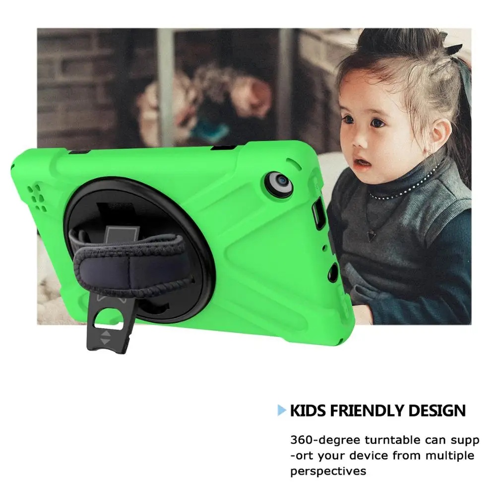 

360 Rotating Tablet Back Case For Kindle Fire 7 2017 2019 Stand Cover Shockproof Armor Rugged Duty Protective Tablet Case