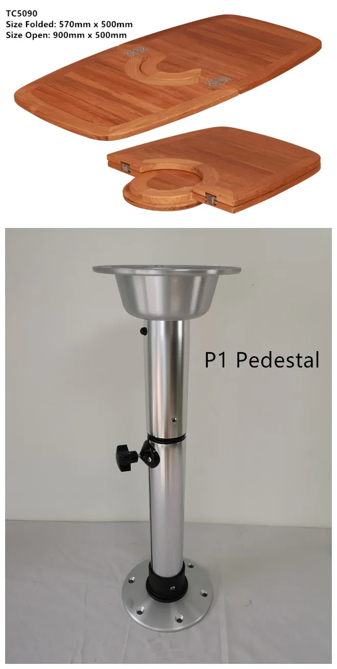 TC5090 and Pedestal Складная столешница из тика 570/900*500 мм Морская Лодка Яхта RV Caravan TC5090 - Цвет: TC5090 and Pedestal