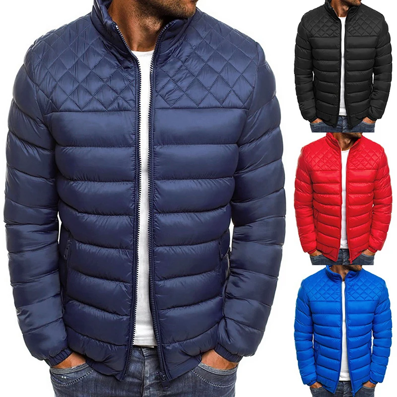 

Vogue Winter Jacket Men Nice Fashion Autumn Zipper Overcoat Puffer Cotton Mens Parka Jacket Solid Casual Streetwear Men Coat