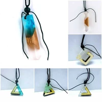 sweater chain vintage retro ethnic unisex stylish durable refined clear resin wood necklace pendant choker