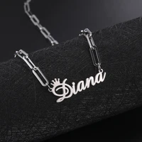 viking sword customized name necklace paper clip chain necklace stainless steel women fashion party jewelry friends jewelry gift