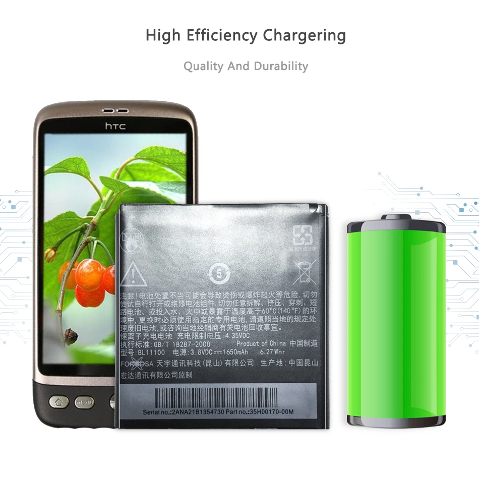 

Mobile Phone Battery For HTC Desire T328 Desire X T328W T328e T327 T329 Replacement Battery BL11100 1650mAh