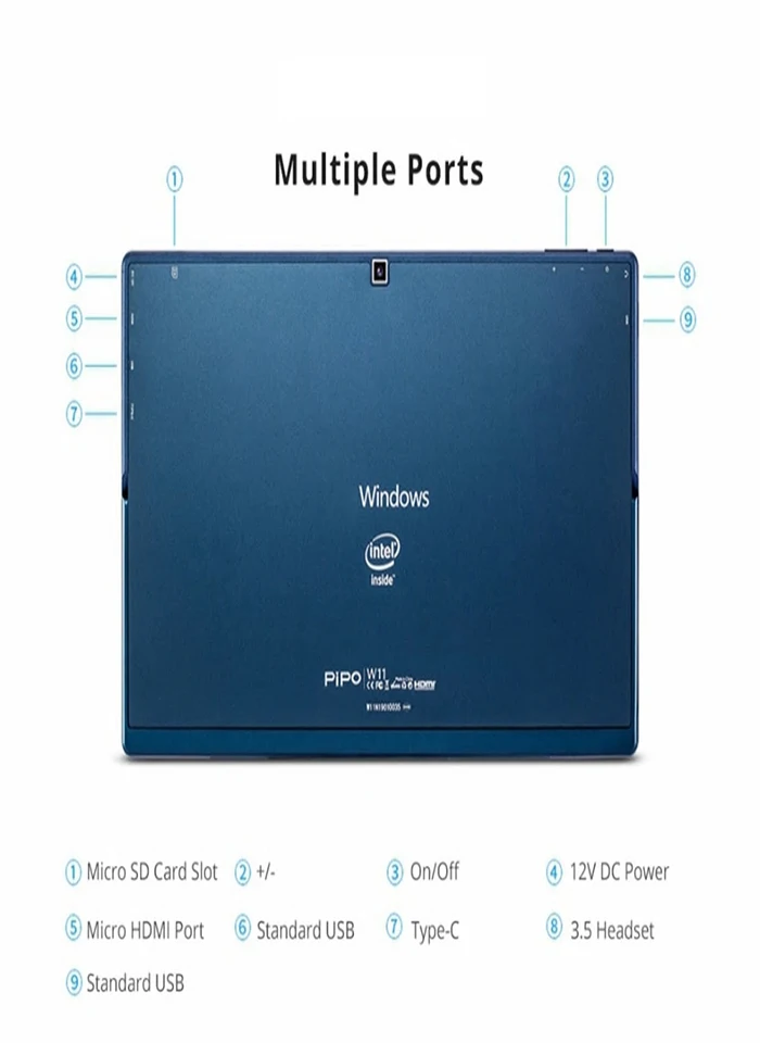 PiPo W11 2 в 1 планшетный ПК Intel N4100 Четырехъядерный 4 ГБ ОЗУ 64 Гб SSD 11,6 дюймов 1920*1080 ips WIFi