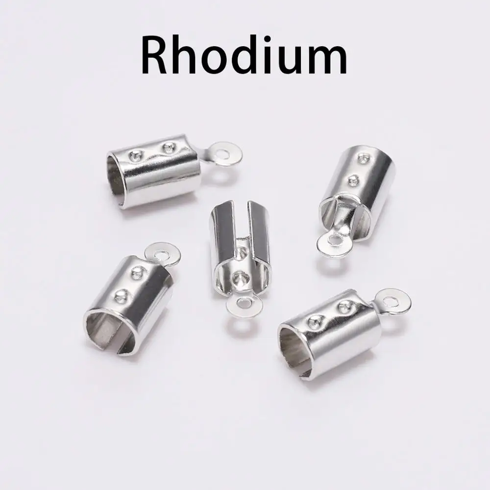 Rhodium 200 шт/партия латунные концевые крепежные элементы для страз цепи согнутые концы провода разъем крепеж для DIY ювелирных изделий - Цвет: Rhodium