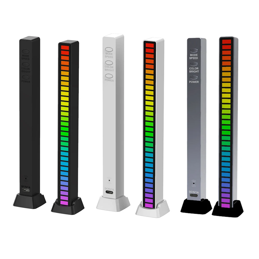 

USB/Rechargeable Battery With APP Control RGB Colorful Tube 32 LED Voice-Activated Pickup Rhythm Strip Light Lamp Bar For Car