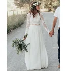 Женское богемное свадебное платье, Кружевное белое платье с длинным рукавом, лето 2021, свадебные платья из шифона