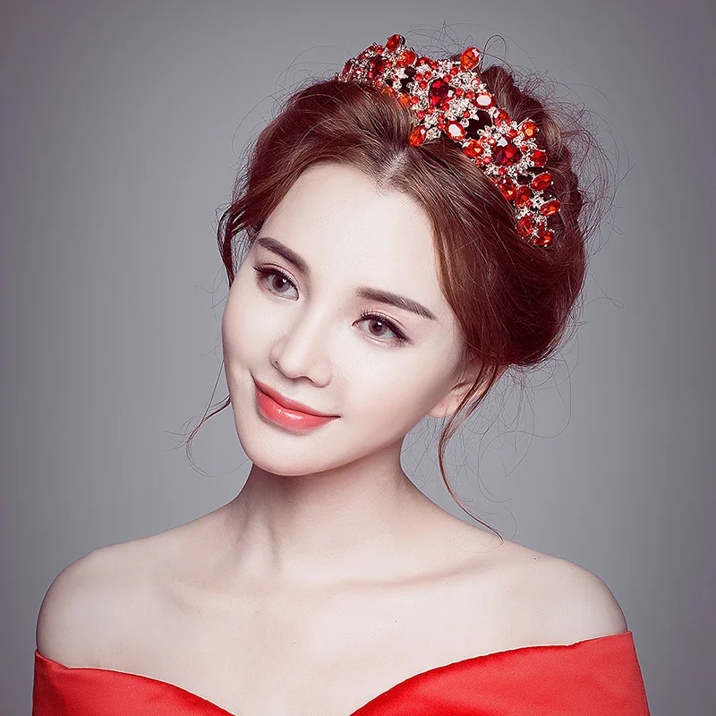 Красный горный хрусталь барокко королевские короны тиары свадебные головные