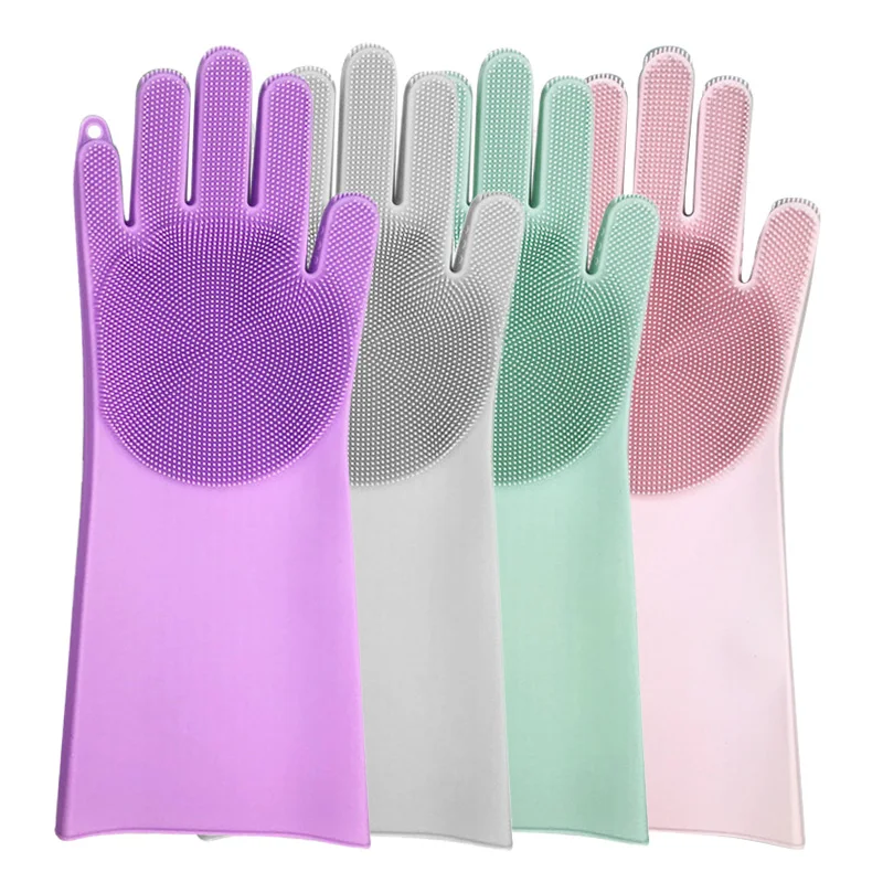 Волшебные силиконовые перчатки для мытья посуды латексные садовые резиновые