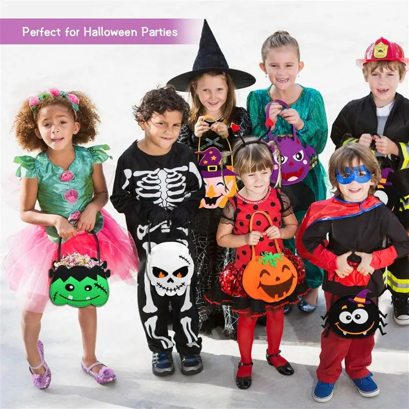 

6pcs Halloween Candy Bags Handbag Halloween Goodie Bags Pumpkin Bag Decor For Children Halloween Bags For Candies Snacks Toys