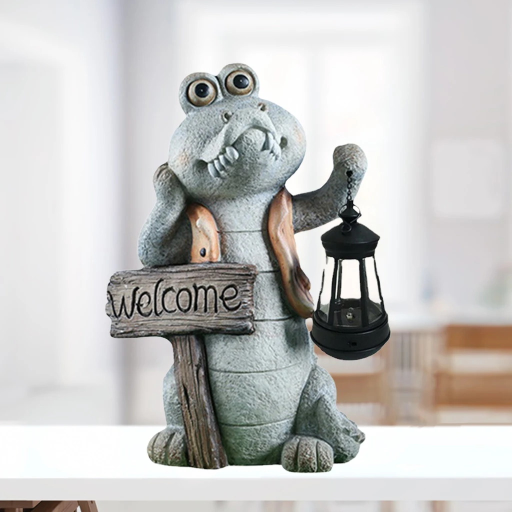 Садовый светильник крокодил статуэтка светодиодный фонарь на солнечной батарее