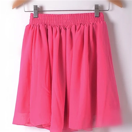 

Summer Female High Waist Double Chiffon Mini Pleated Skirts Women Solid Color Soft Comfortable Irregular Casual Skirt