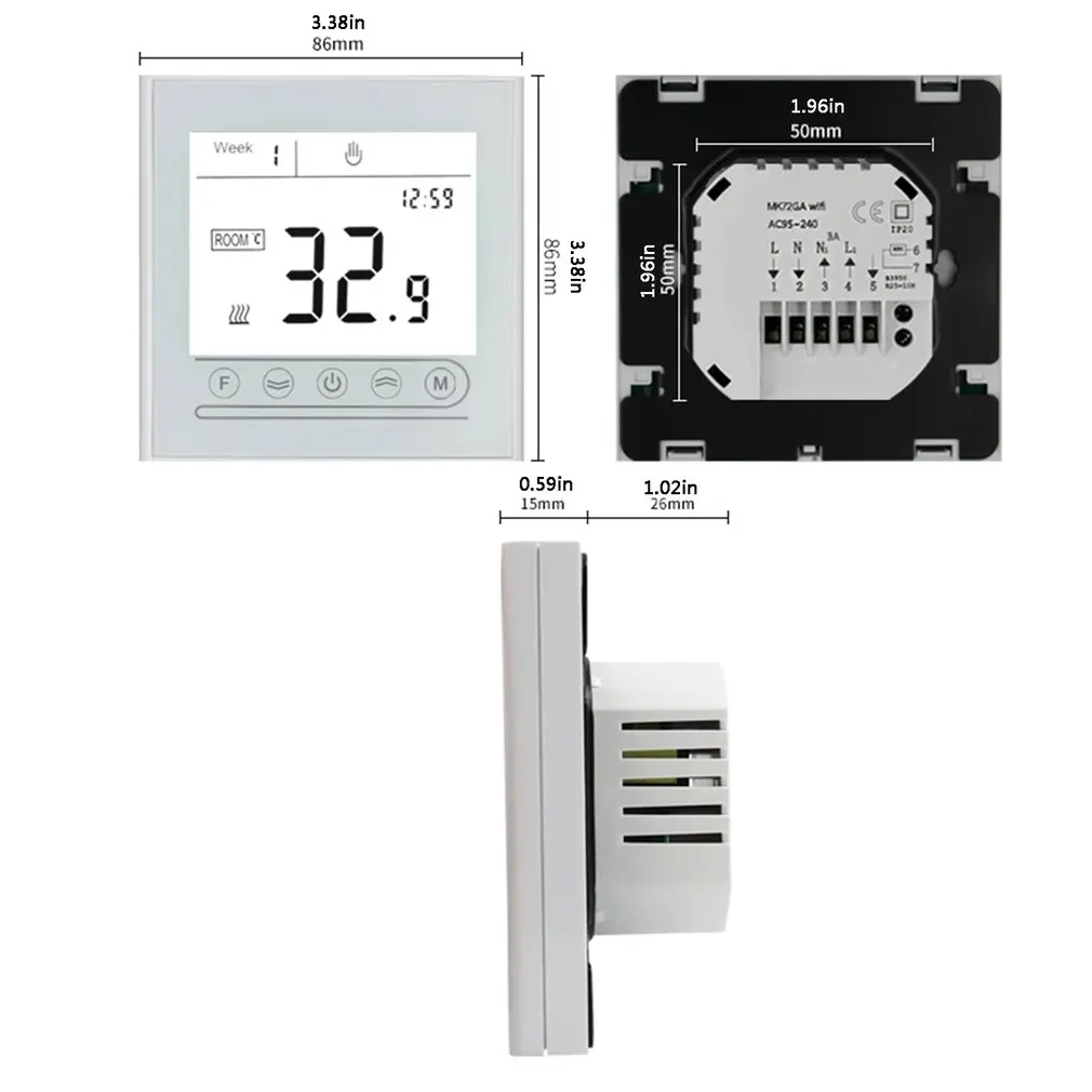 

WiFi Smart Thermostat Electric Heating Temperature Controller For Gas Boiler Alexa Google Home Thermoregulator