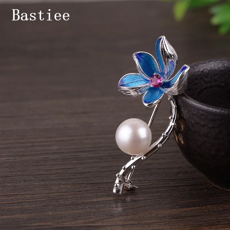 

Bastiee lotus flower brooch silver 925 Pearl emerald brooch for women jewelry ethnic hmong miao handmade luxury gifts