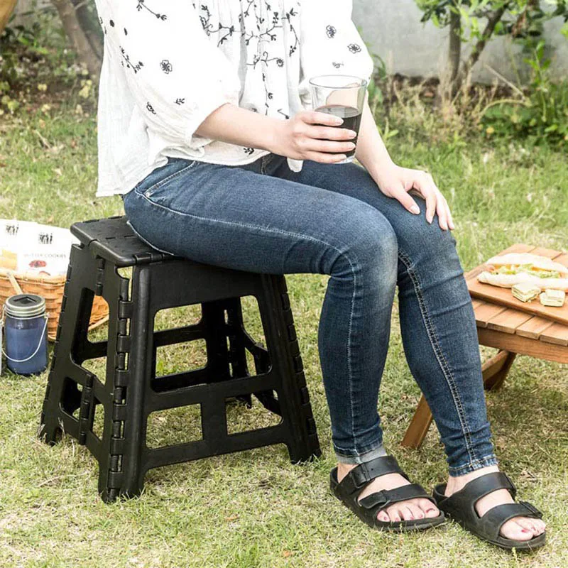 Thick plastic folding stool home space saving children adult outdoor portable load bearing 150kg small | Мебель