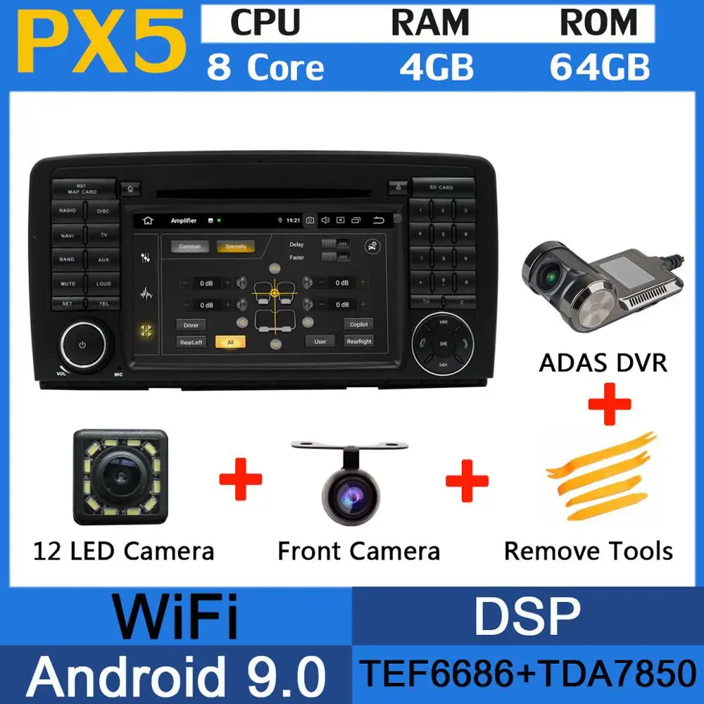5 USB порт Восьмиядерный Android 9,0 4GB ram автомобильный dvd-плеер для Mercedes Benz R Class W251 R280 R300 R320 R350 R500 gps Радио DSP - Цвет: PX5-Adas