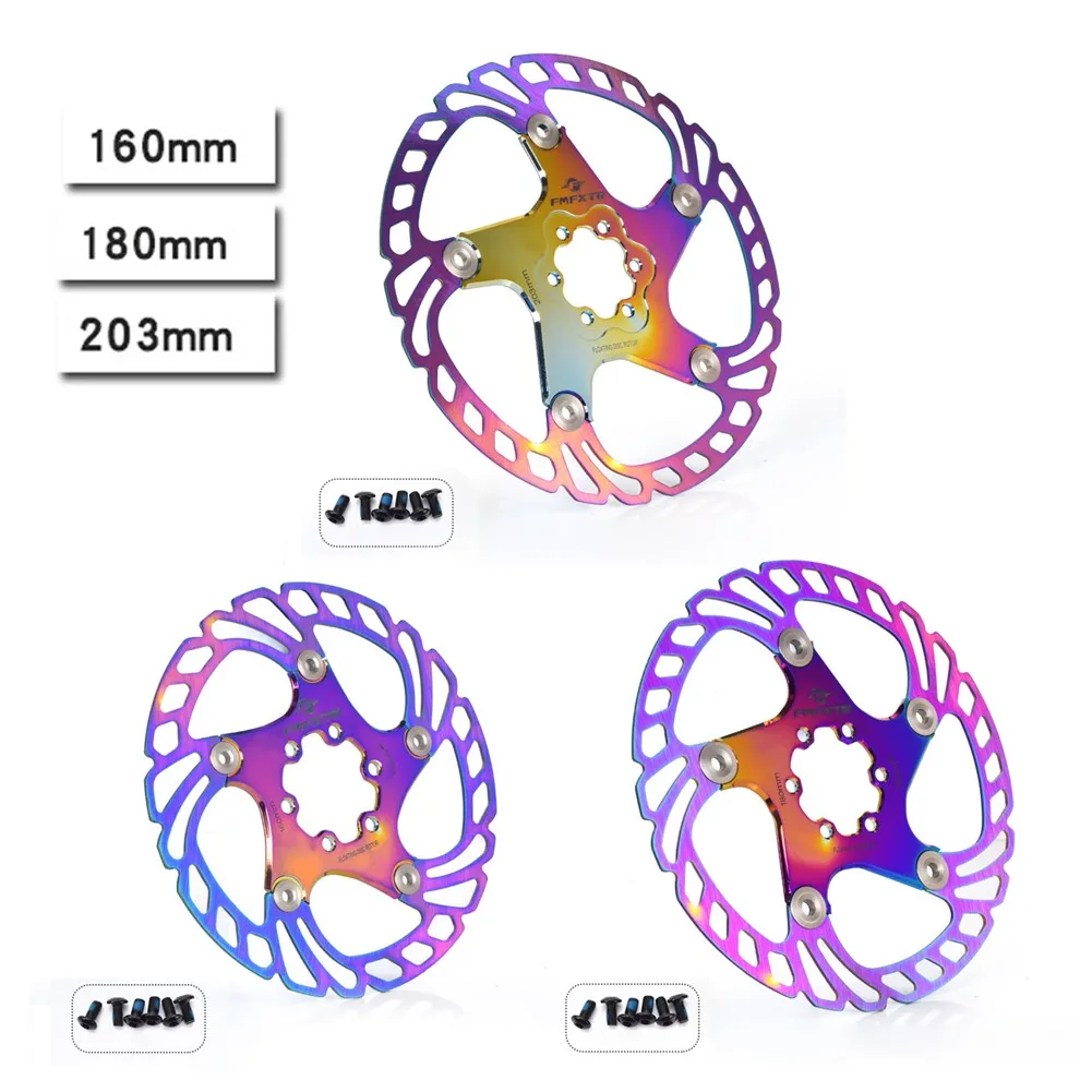 

MTB Bike Rotor Bicycle Colorful Floating Rotor 160/180/203mm With Screws Aluminum Alloy Cycling Bicycle Parts Accessories
