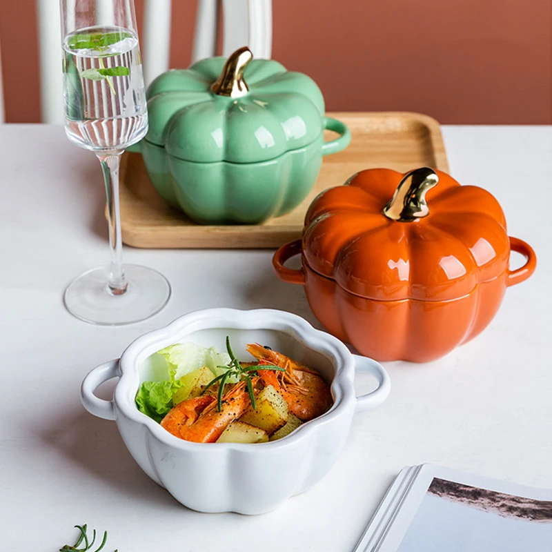 Креативные тыквенные фарфоровые чаши с крышкой чаша для фруктов салата супа