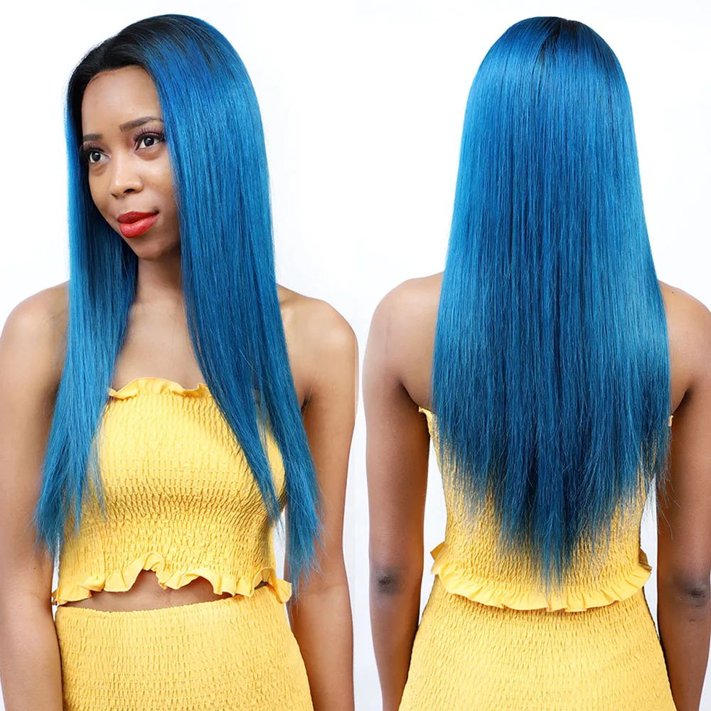 Парики из человеческих волос с эффектом омбре розового цвета 13*4 Remy Длинные