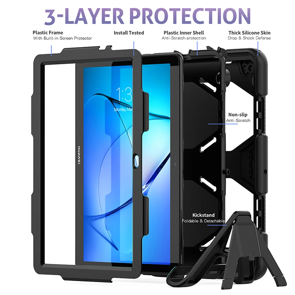 heavy duty rugged cover with kickstand for huawei mediapad t3 9 6 shockproof silicone casestylus free global shipping