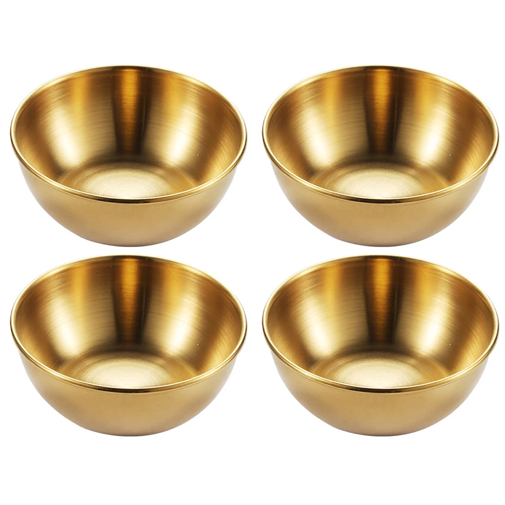 

4pcs Appetizer Serving Tray Stainless Steel Sauce Dishes Spice Dish Plates Sauce Dishes Dried Fruit Snack Plate Kitchen Supplies
