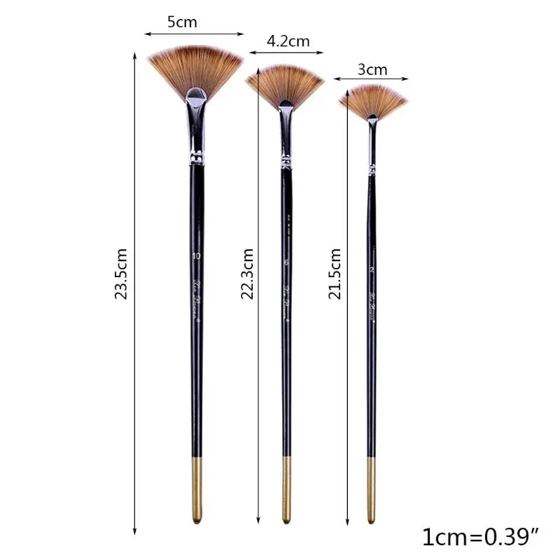 

3 Fan-shaped Copper Tube Mixed Color Watercolor Brush Set Art Supplies Painting