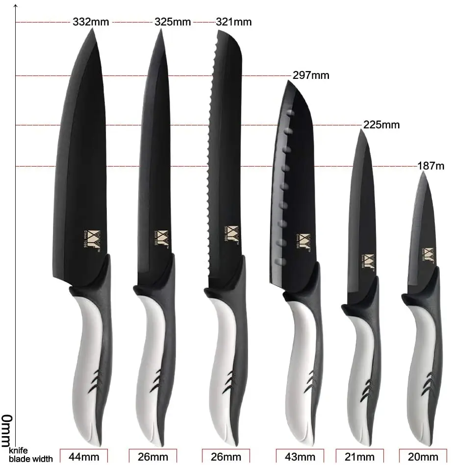 

Kitchen Knives Set Stainless Steel Black Blade Chef Knife 3.5 5 7 8 inch Paring Utility Japanese Santoku Carving Bread Knife Set