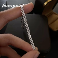 pansysen 100 solid silver 925 lab diamonds simulated moissanite bracelets for women girls wedding cocktail party fine jewelry