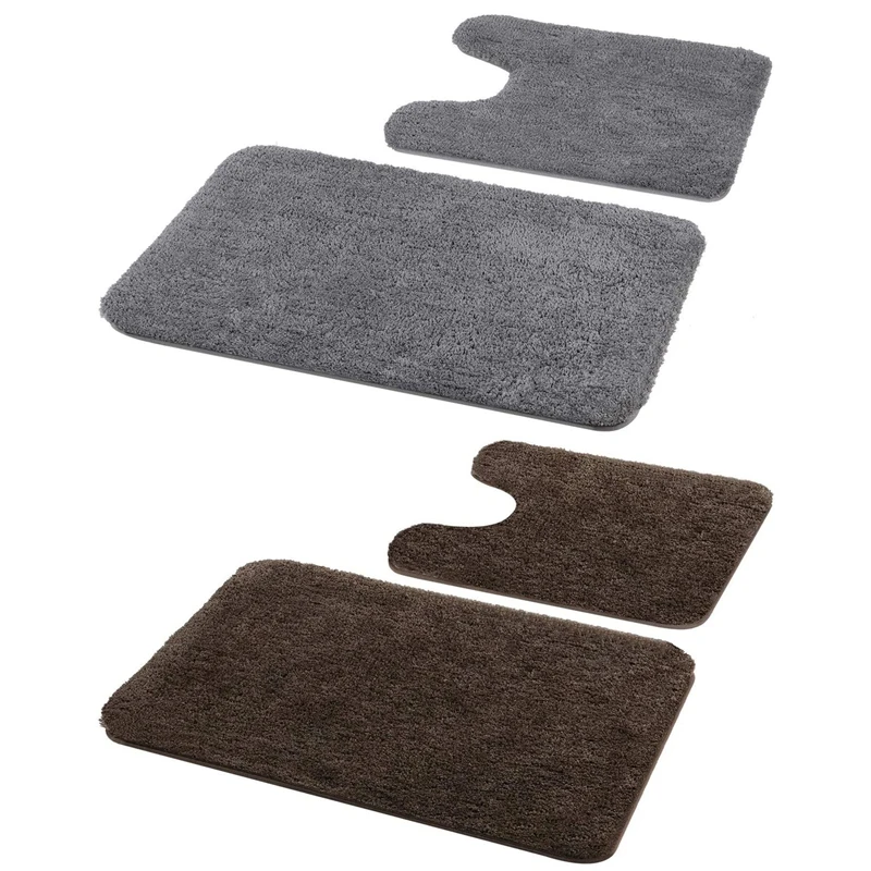 Comprare Set Di Tappeti Da Bagno 2 Set-tappetino Da Bagno Morbido Shaggy E Tappeto Da Toilette A Forma Di U, Lavaggio In Lavatrice Antiscivolo/assorbente A Secco-caffè E Grigio