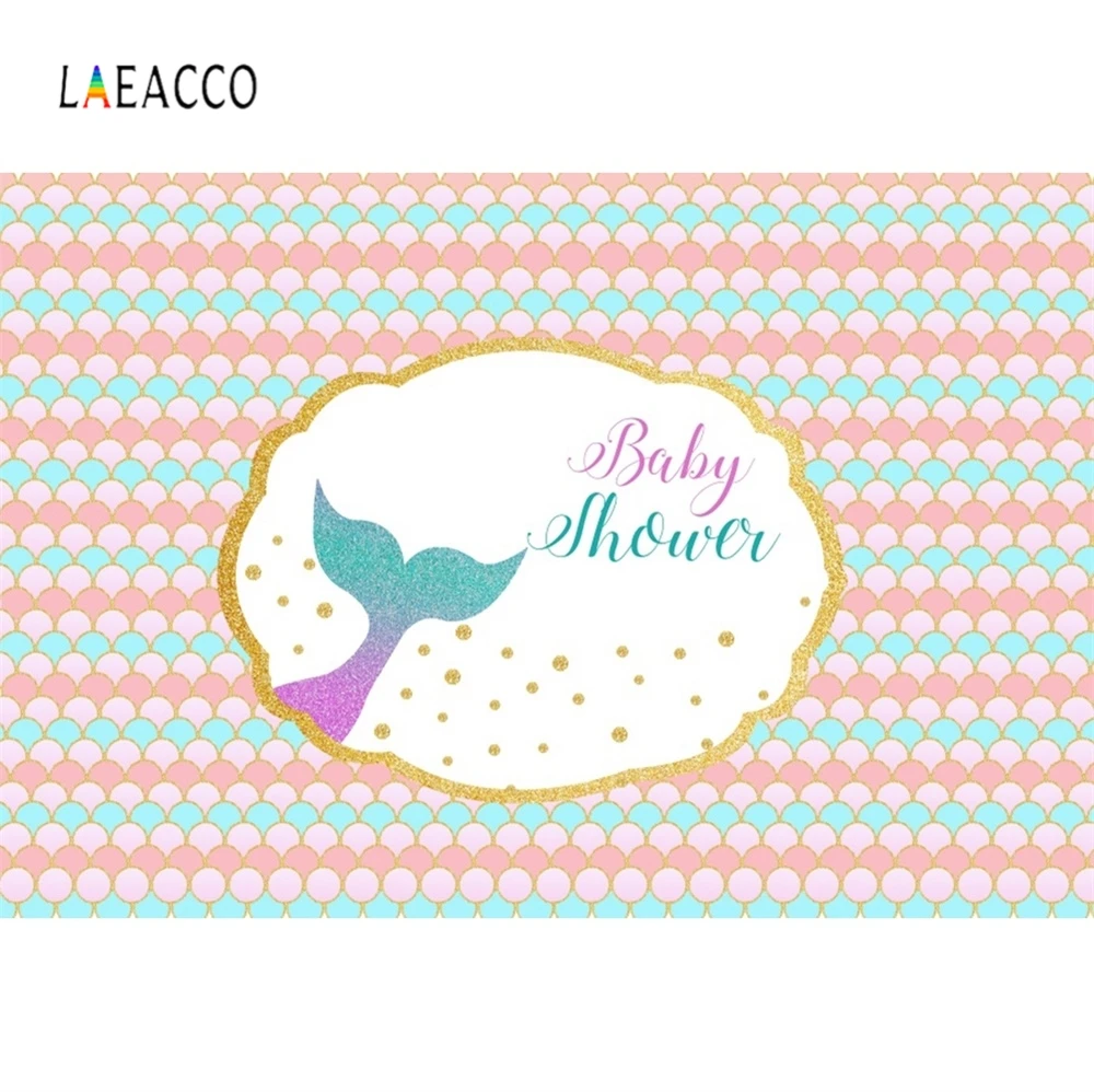 Laeacco Русалочка хвост рыбы чешуи Детские День рождения фотографии фоны