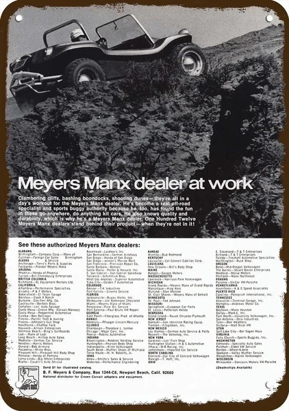 

1968 год, копия металлического знака в винтажном стиле для багги meflyer Manx