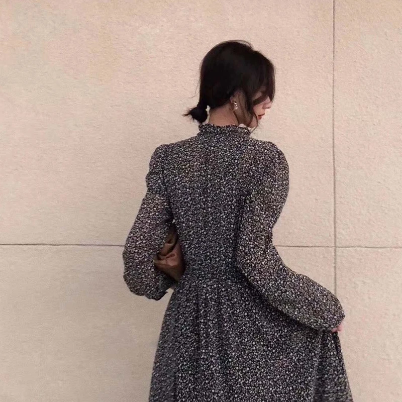 Винтажное платье с цветочным принтом женское модное платье-трапеция