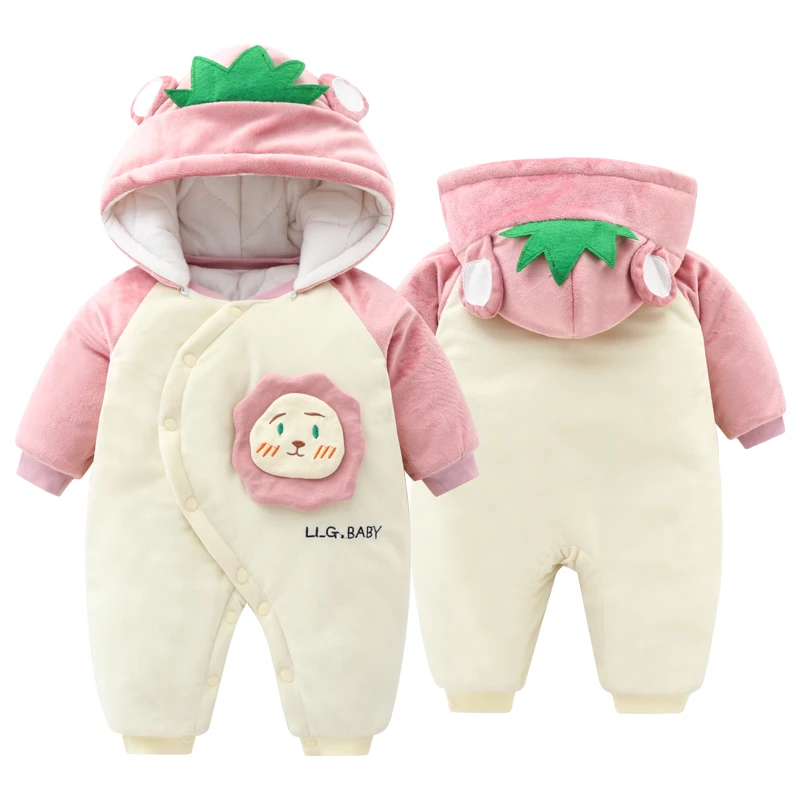 

Lovely Cartoon Newborn Clothes 2020 New Autumn Winter Cotton Padded Thick Warm Baby Rompers Hooded Infant Boys Girls Jumpsuits