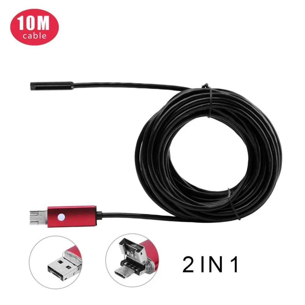 LESHP 6 светодиодов Водонепроницаемый 10 м 5 мм телефон Mini USB Видео инспекции с гибким