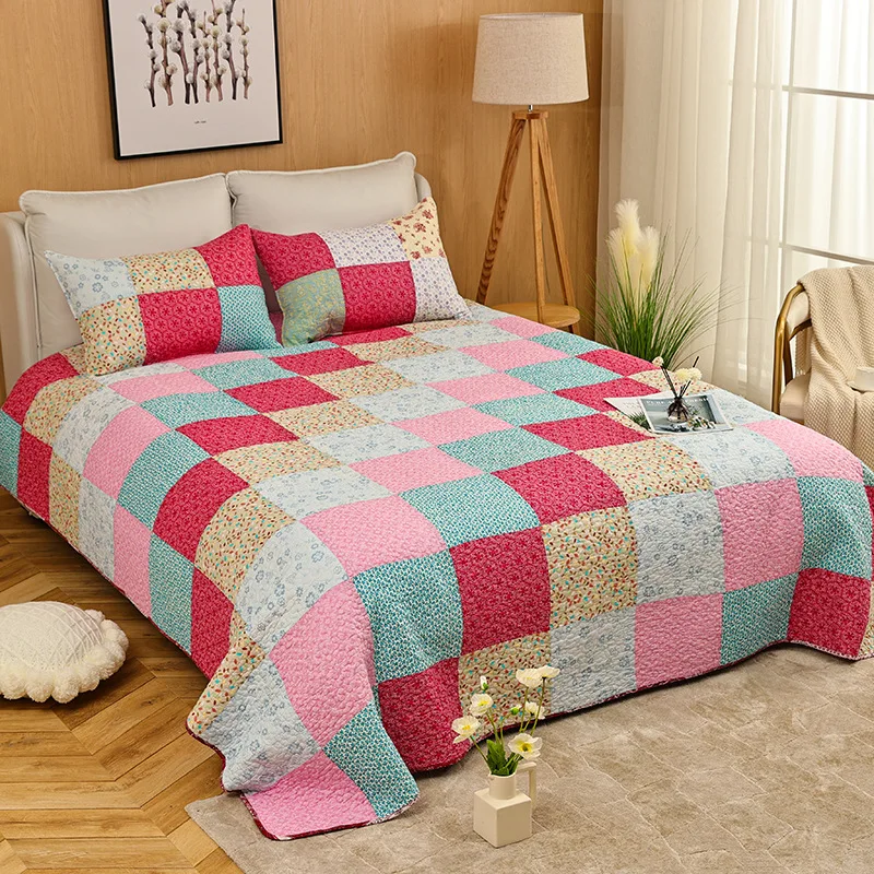 Economici Copriletto Patchwork Floreale Sul Letto Set Trapunta In Cotone Coperta In 3 Pezzi Per Copriletto Copriletto King Size CHAUSUB