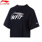 Li-Ning Для женщин футболки для тренировок свободные 57.5% хлопок 37.5% Модал 5% спандекс подкладка Ли Нин Спортивные укороченные топы ATSQ036
