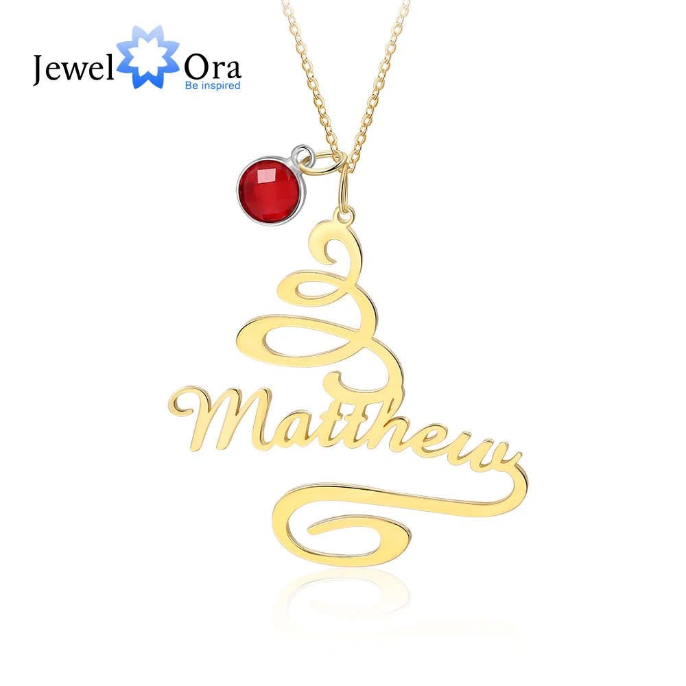 

Personalized Nameplate Christmas Tree Necklace 925 Sterling Silver Custom Name & Birthstone Pendant New Year Gifts