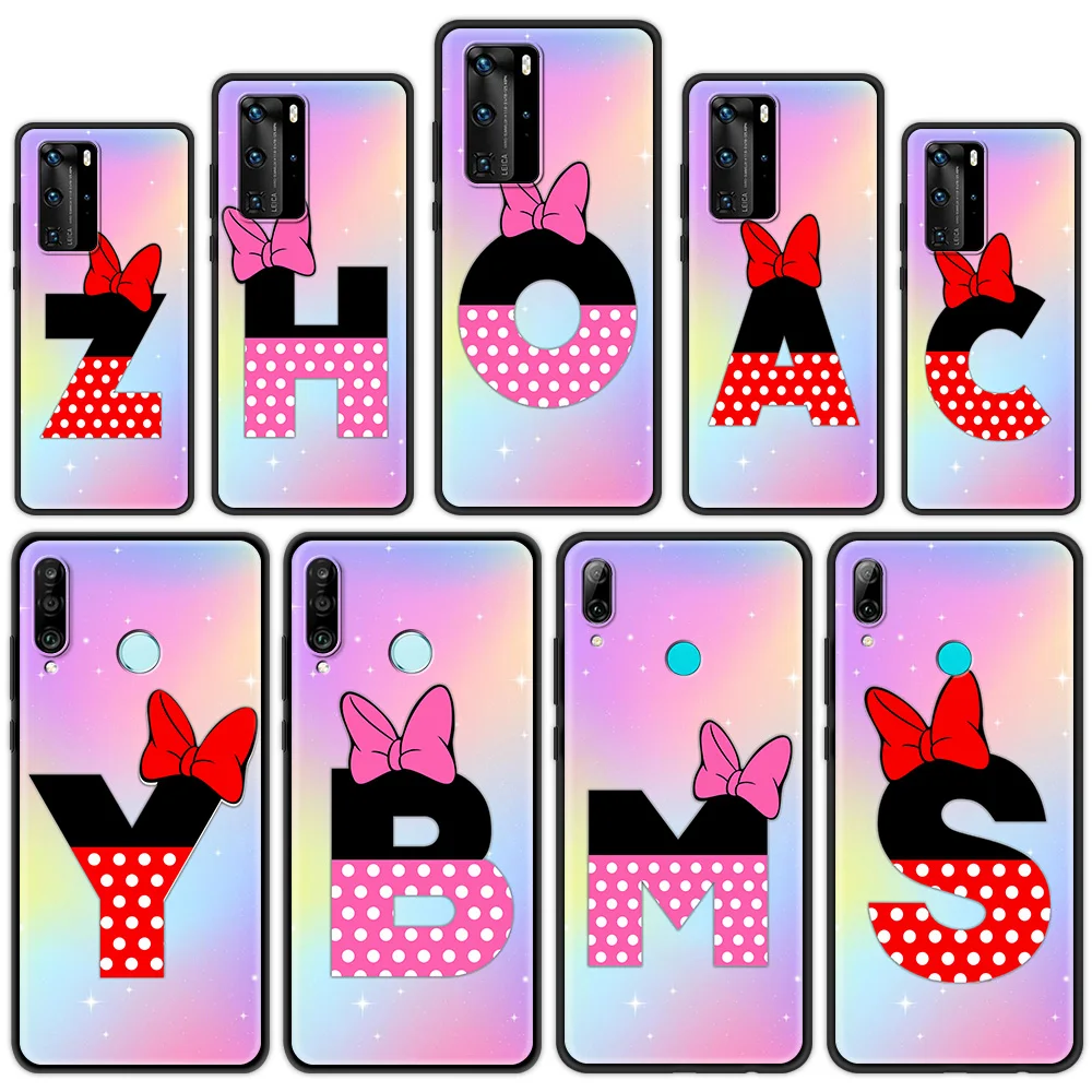 

Custom Name Letter Monogram Silicone Soft Case for Huawei P30 P20 P10 Pro P20 Lite P40Pro Plus P Smart Z 2021 Luxury Phone Coque