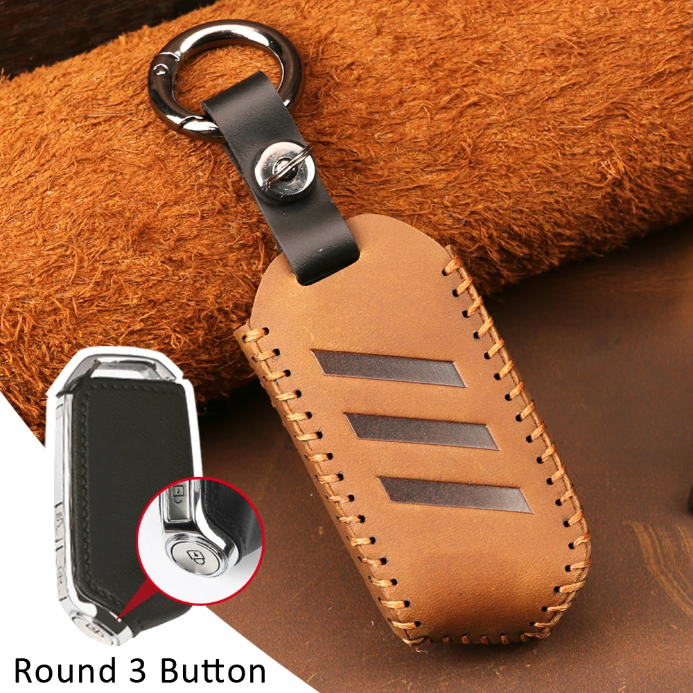 

High Quality Leather 3Button Keyless Entry Smart Key Case Cover For Kia Sportage/Ceed/Sorento/Cerato/Forte
