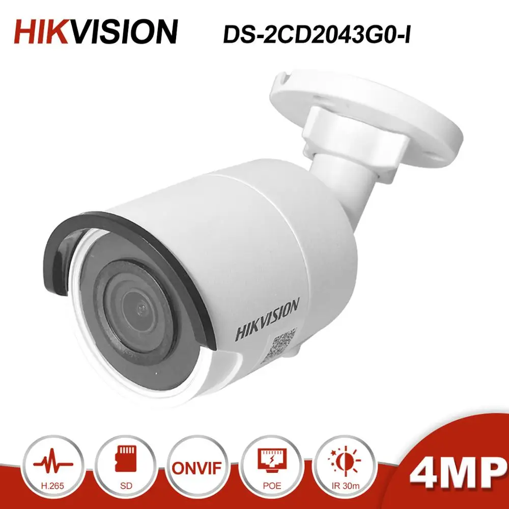 Hikvision DS-2CD2043G0-I 4MP пуля POE IP камера домашняя/уличная система безопасности H.265 IR 30m CCTV видеонаблюдения ONVIF