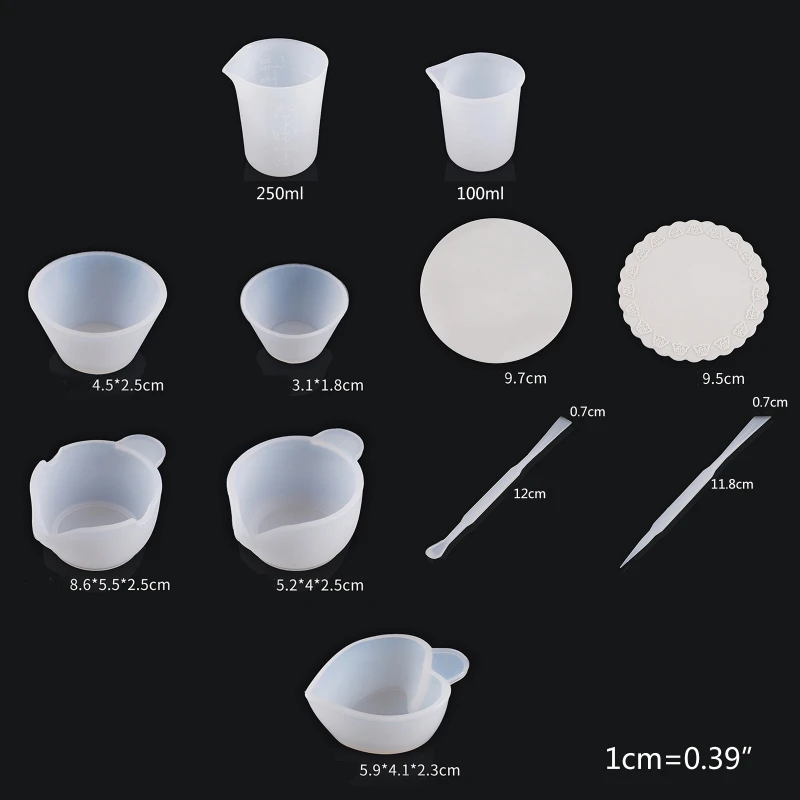 

1 Set Reusable Mixing Nonstick Measuring Cups Silicone Stirrers Crystal Epoxy Resin Glue DIY Crafts Jewelry Making Tools