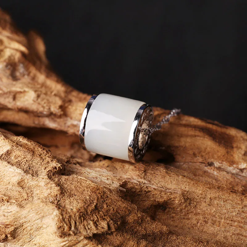 Женский нефритовый кулон Hetian из серебра пробы с нефритовым нефритом И Нефритовое