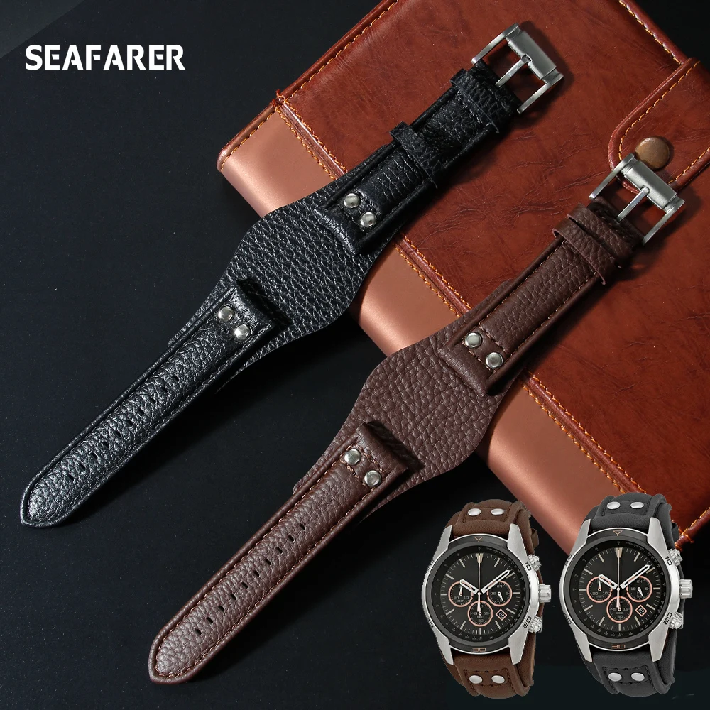 Для Fit fossil FS5088 FS4656 BQ1718 FS4616 4617 JR1401 1437 FTW1163 кожаный ремешок 22 24 мм с ремешком|Ремешки