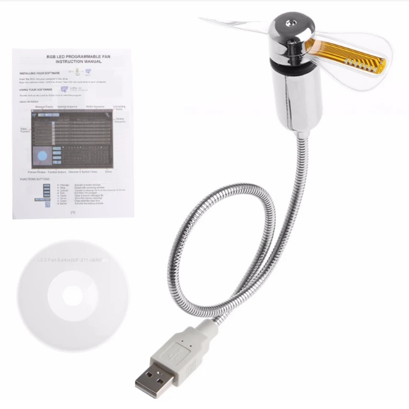 Гибкая usb-лампа на гибкой ножке, светодиодная программируемый вентилятор для ПК ноутбуков настольных компьютеров AS99
