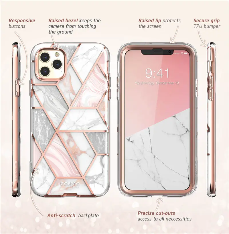 I-Blason для iPhone 11 Pro Max чехол 6,5 Дюймов() Cosmo полный корпус блестящий Мраморный бампер чехол со встроенной защитной пленкой