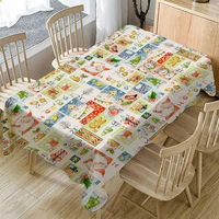 christmas decor tablecloth linen geometric plaid letter table cover rectangle winter snowman desk dining table cloth home fabric